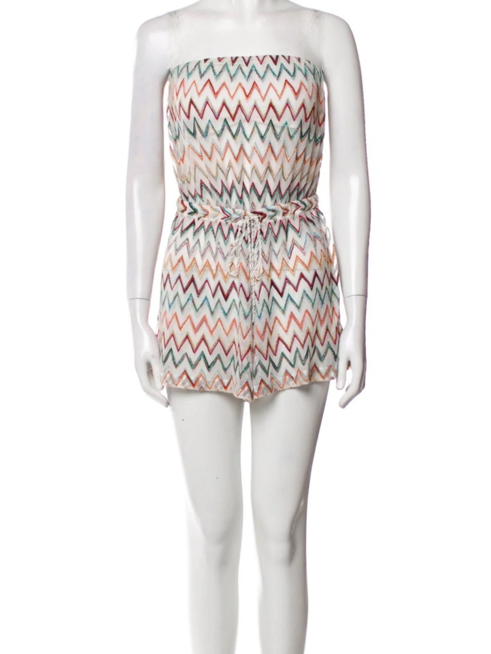 Missoni Multicolor Chevron Strapless Shorts Romper